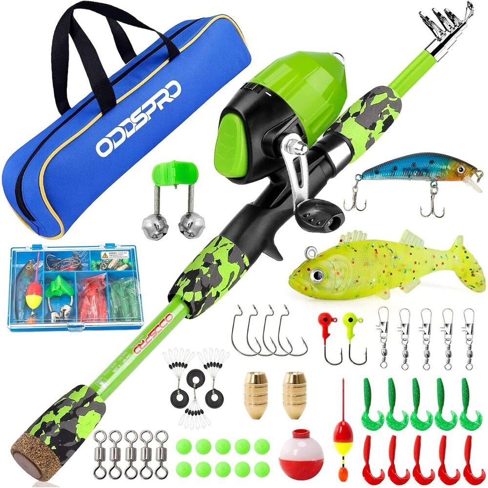 Kids Fishing Pole, Portable Telescopic Fishing Rod and Reel Combo Kit